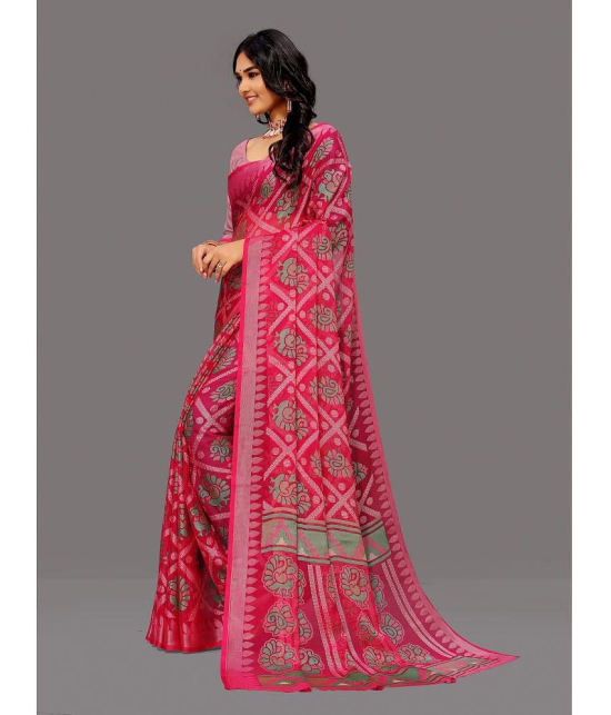 Sitanjali - Pink Brasso Saree With Blouse Piece ( Pack of 1 ) - Pink