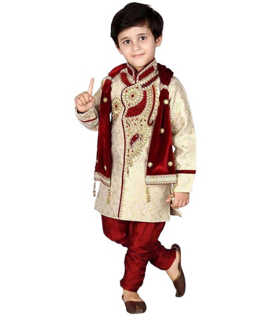 Qitty Boys Festive & Party, Wedding Sherwani and Churidar Set - None