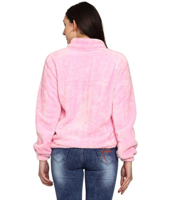 PPTHEFASHIONHUB Faux Fur Womens Non Hooded Sweatshirt ( Pink ) - None