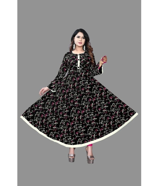 haya fashion - Black Rayon Womens Anarkali Kurti ( Pack of 1 ) - None