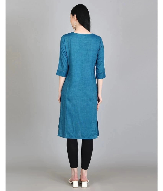 Alena Rayon Embroidered Straight Womens Kurti - Blue ( Pack of 1 ) - None