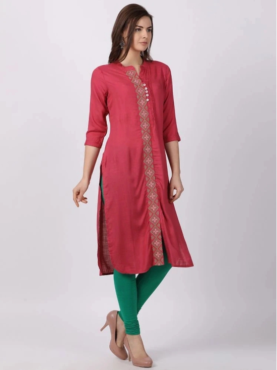 Alena - Pink Rayon Womens Straight Kurti - L