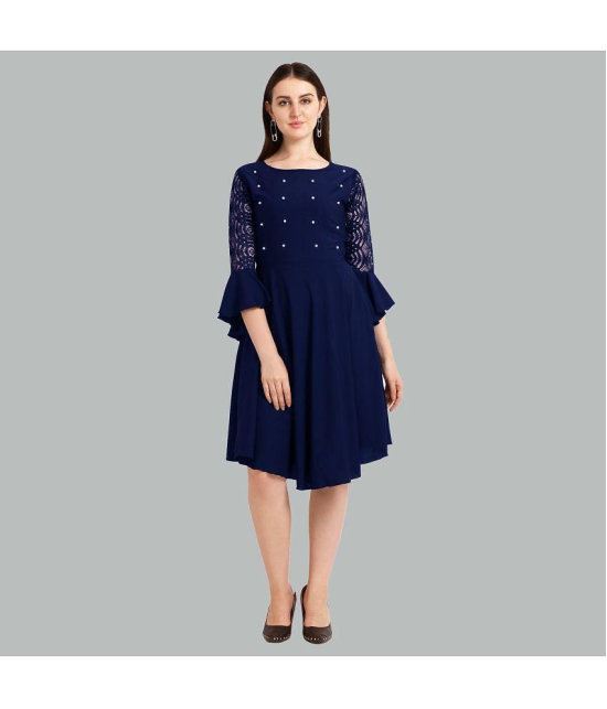 Sheetal associates - Blue Crepe Women''s Fit & Flare Dress ( Pack of 1 ) - None