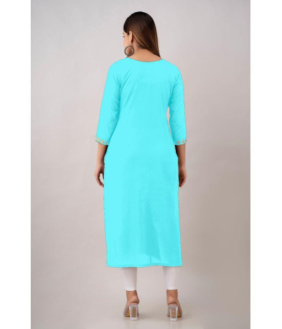 Kapadia - Turquoise Rayon Women's Straight Kurti ( Pack of 1 ) - Turquoise