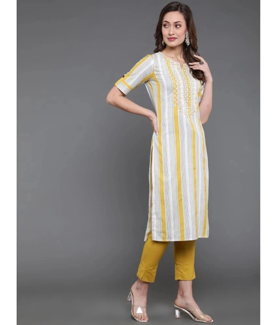 Antaran Cotton Striped Straight Womens Kurti - White ( Pack of 1 ) - None