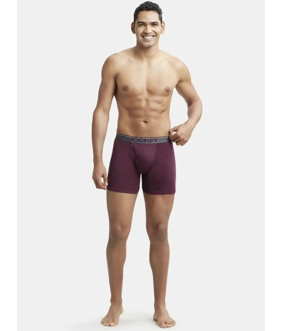 Jockey 8009 Men Super Combed Cotton Rib Solid Boxer Brief - Wine Tasting - None