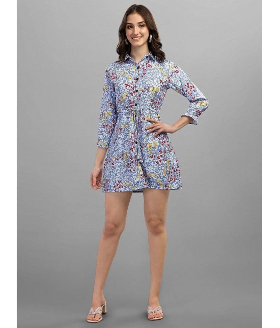 gufrina Rayon Printed Mini Womens Shirt Dress - Blue ( Pack of 1 ) - None