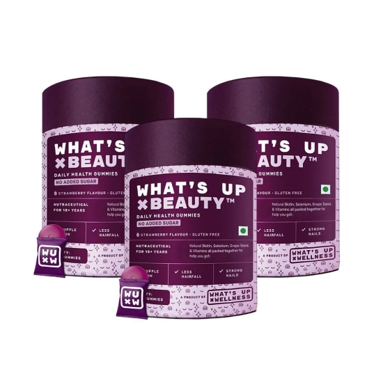 Whats Up Beauty Gummies For Hair Skin and Nails-What’s Up Wellness Beauty No Added Sugar Gummies for Beauty Skin & Hair, Hair Growth - 30 days pack