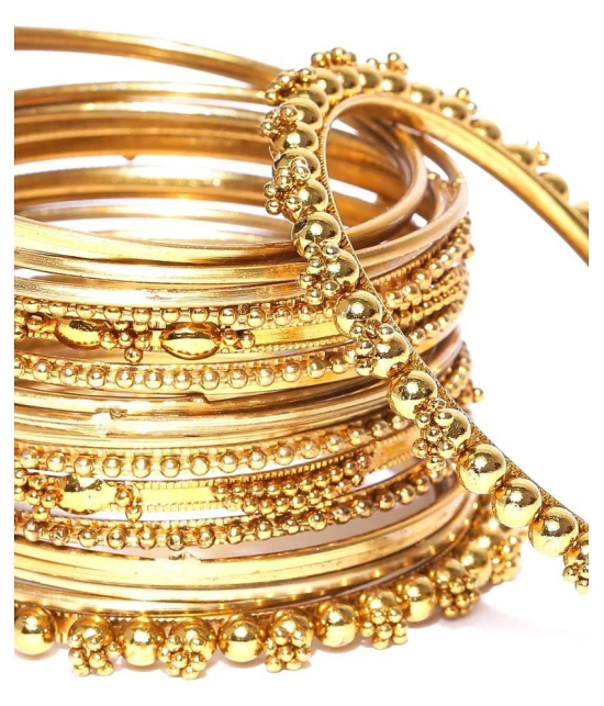 YouBella Stylish Traditional Jewellery Gold Plated Bangle Set for Women (Golden)(YBBN_91103_2.4) - None