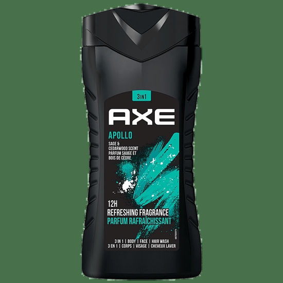 Axe Apollo 3 In 1 Body Wash - For Men, Sage & Cedarwood Scent, Long-Lasting Fragrance, 250 Ml