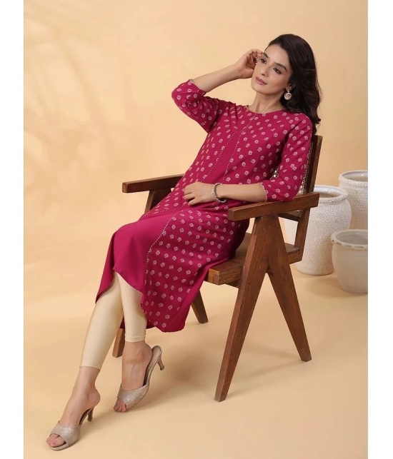 Janasya Crepe Printed Flared Womens Kurti - Wine ( Pack of 1 ) - None