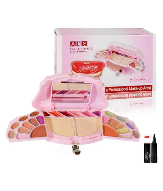 ADS Makeup Kit for Girls|12,Eye Shadow|3,Lip Color|2,Blusher|2,Face Powder|With Sponge & Brush