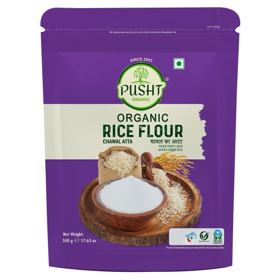 Pusht Organic Rice Flour, Chawal Ka Atta - 500 gm, Pack of 3