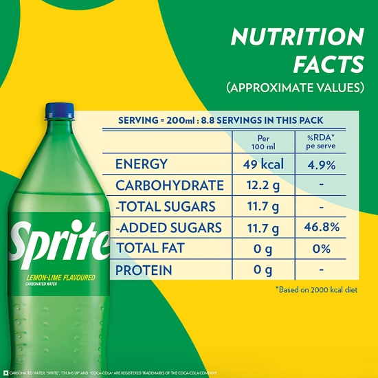 Sprite Soft Drink - Refreshing, 2 L Pet Bottle