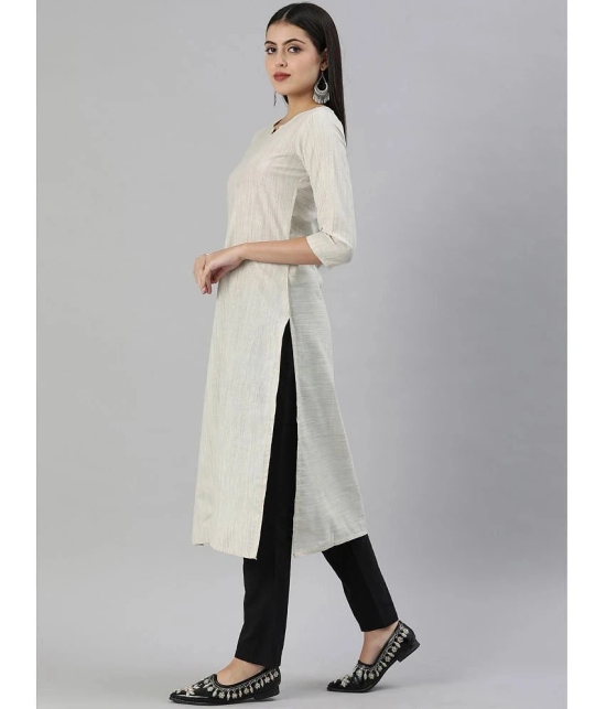 Hritika Cotton Blend Solid Straight Womens Kurti - Off White ( Pack of 1 ) - None