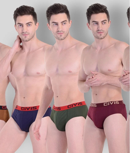 CIVIS - Multicolor Cotton Mens Briefs ( Pack of 5 ) - XXL