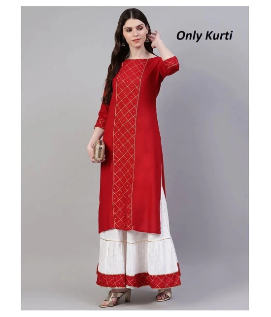 Stylum Maroon Rayon Straight Kurti - XL