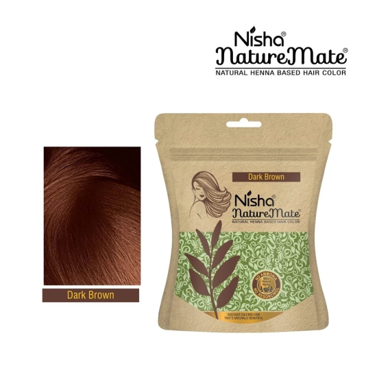 Nisha Nature Mate Henna Based Hair Colour Dark Brown 45gm Pack of 3, No Ammonia, No Resorcinol, 100% Grey Coverage