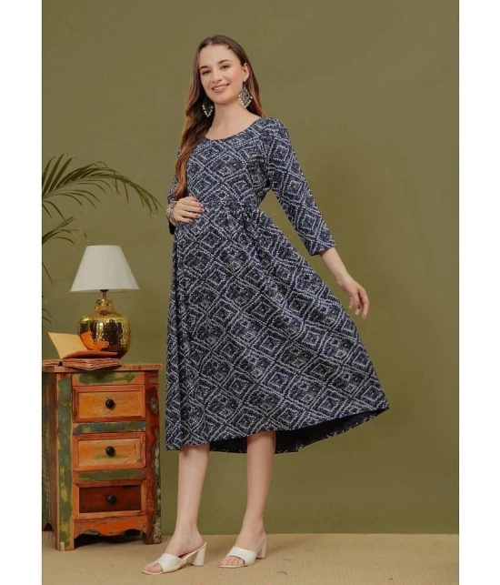 Glorious Blue Rayon Maternity Kurta - S