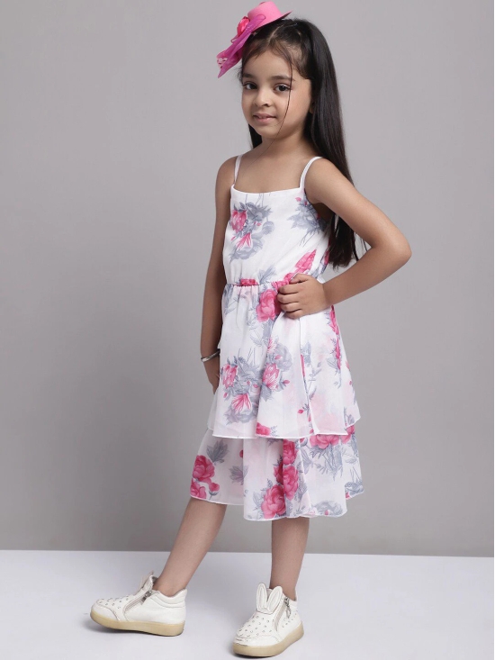 MINI & MING Girls Layered Georgette Fit & Flare Floral Midi Dress