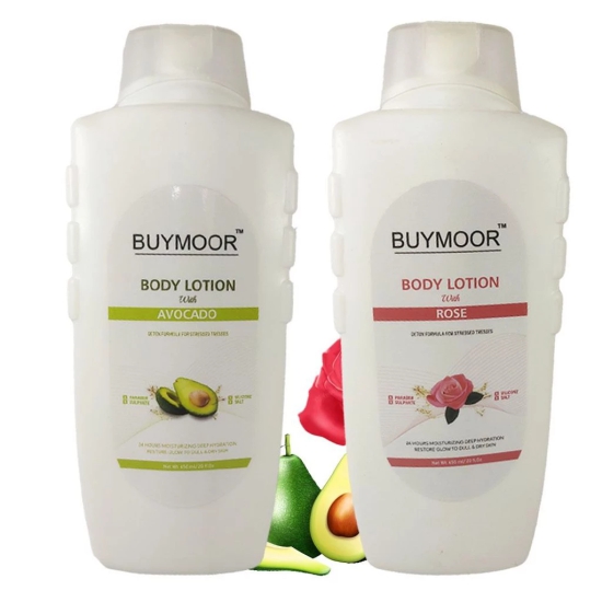 BUYMOOR Avocado & Rose Deep Nourishing Skin Brightening Body Lotion Men & Women 1300 ML(Pack Of 2).