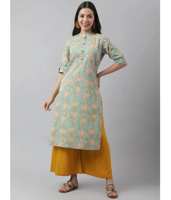 Divena - Sea Green Cotton Womens Straight Kurti ( Pack of 1 ) - None