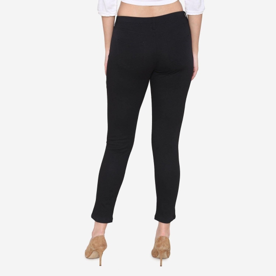 Women's Cotton Stretchable Jeggings - Black Black XXL