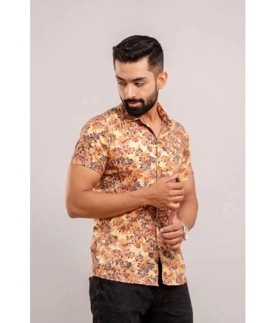 Frionkandy 100% Cotton Regular Fit Printed Half Sleeves Mens Casual Shirt - Yellow ( Pack of 1 ) - None