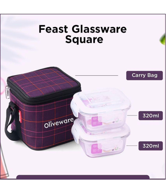 Oliveware Glass Lunch Box 2 - Container ( Pack of 1 )