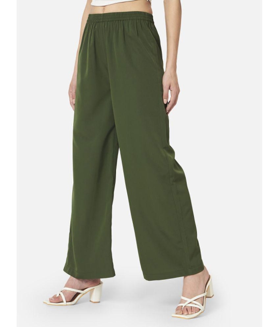 ALL WAYS YOU - Olive Crepe Straight Womens Palazzos ( Pack of 1 ) - None