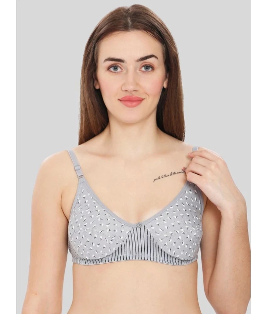 ILRASO Pack of 1 Cotton Non Padded Womens T-Shirt Bra ( Light Grey ) - None