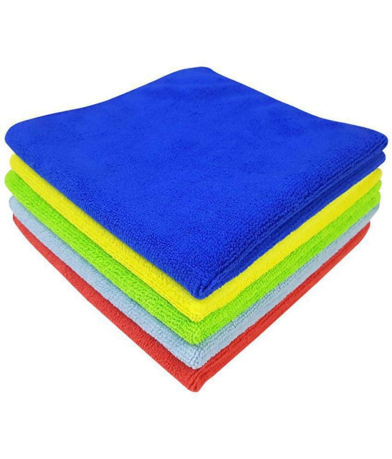 SOFTSPUN Microfiber Cloth - 5 pcs - 40x40 cms - 340 GSM Multicolor - Thick Lint & Streak-Free Multipurpose Cloths - Automotive Microfibre Towels for Car Bike Cleaning Polishing Washing & Det