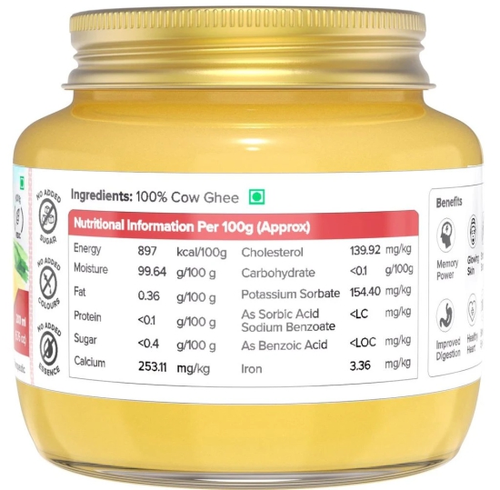 Farm Naturelle A2 Pure Gir Cow Ghee 200ml + 50ml Extra In Glass Bottle | Extra Engraved Virgin Wooden Spoon| 100% Desi Gir Cow Ghee | Vedic Bilona Method-Curd Churned-Golden | Lab Tested Grainy & Aromatic, Keto Friendly | Non-GMO Grassfed, Premium & Tradi