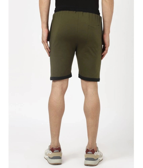 UrbanMark Men Cotton Stretch Regular Fit Lounge Shorts-Olive - None