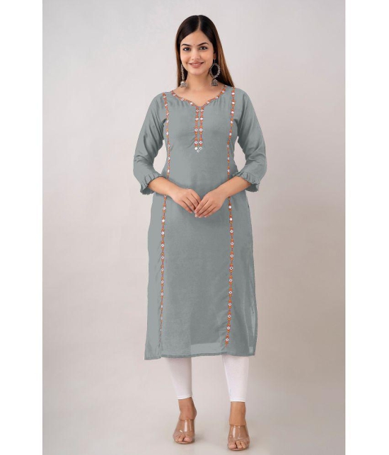 Kapadia - Grey Rayon Womens Straight Kurti ( Pack of 1 ) - None