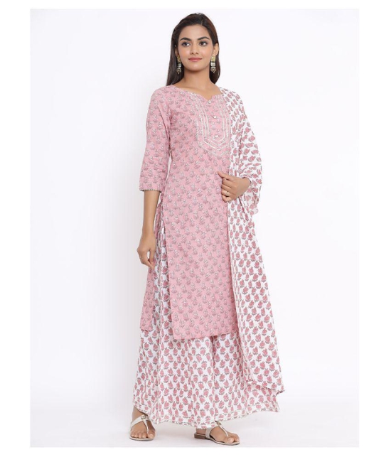 miravan Cotton Kurti With Sharara And Gharara - Stitched Suit - M