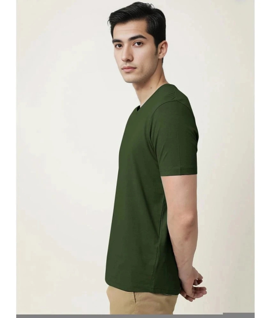 Radprix Cotton Regular Fit Solid Half Sleeves Mens T-Shirt - Dark Green ( Pack of 1 ) - None