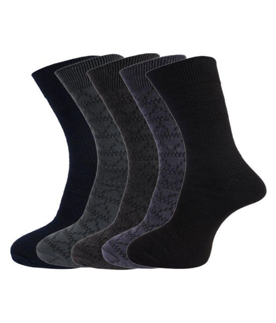 Dollar - Cotton Mens Self Design Multicolor Mid Length Socks ( Pack of 5 ) - Multicolor