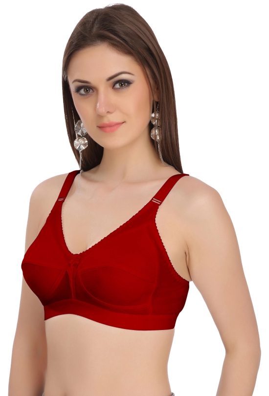 Eves Beauty Women Full Coverage Non Padded Bra-32D / Maroon / Cotton Blend