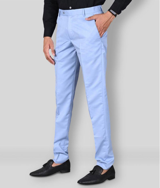 MANCREW - Light Blue Polycotton Slim - Fit Men's Formal Pants ( Pack of 1 ) - None