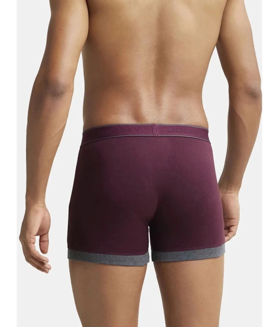 Jockey 1017 Men Super Combed Cotton Rib Solid Boxer Brief-Wine Tasting & Charcoal Melange(Pack of 2) - None