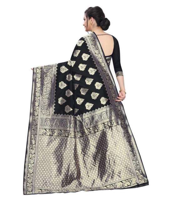 ofline selection Black Polycotton Saree - Single