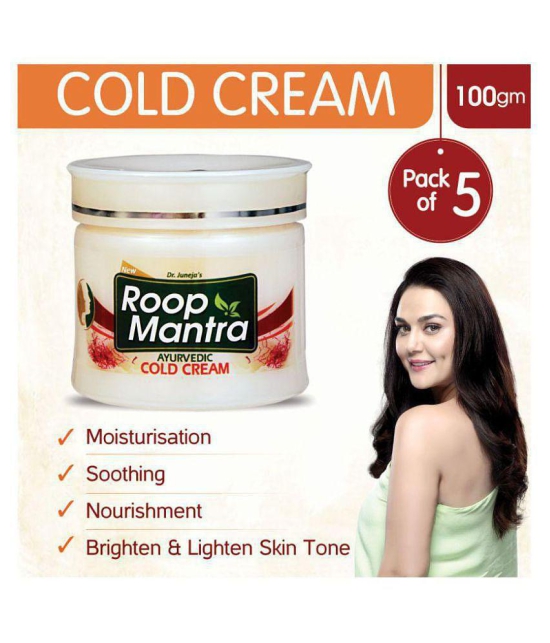 Roop Mantra Cold Cream 100gm, Pack of 5 (NON STICKY COLD CREAM, Moisturizing Cream with Natural Ingredients, Kesar Malai Body Cream)