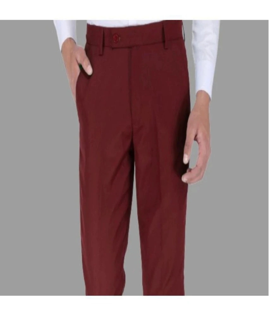 Playerz - Maroon Polycotton Slim - Fit Mens Formal Pants ( Pack of 1 ) - None