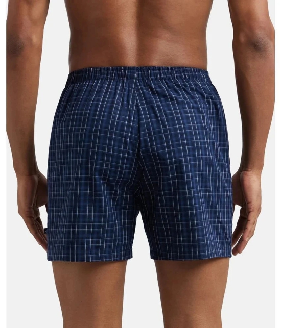 Jockey 8222 Men Super Combed Cotton Woven Checkered Inner Boxers - Grey & Navy (Pack of 2) - None