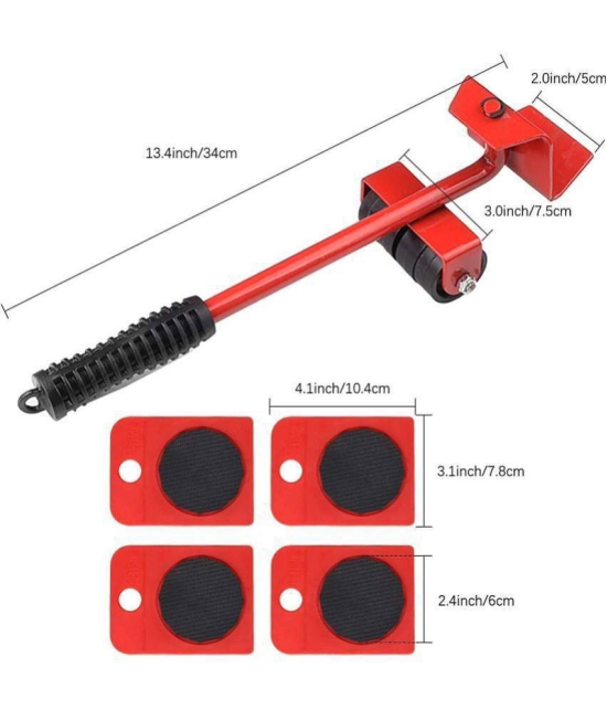 Furniture Lifter Mover Tool Set | Heavy Duty Furniture Shifting Lifting Moving Tool with Wheel Pads for Easy Appliance Furniture Caster Appliance Furniture Caster - Red