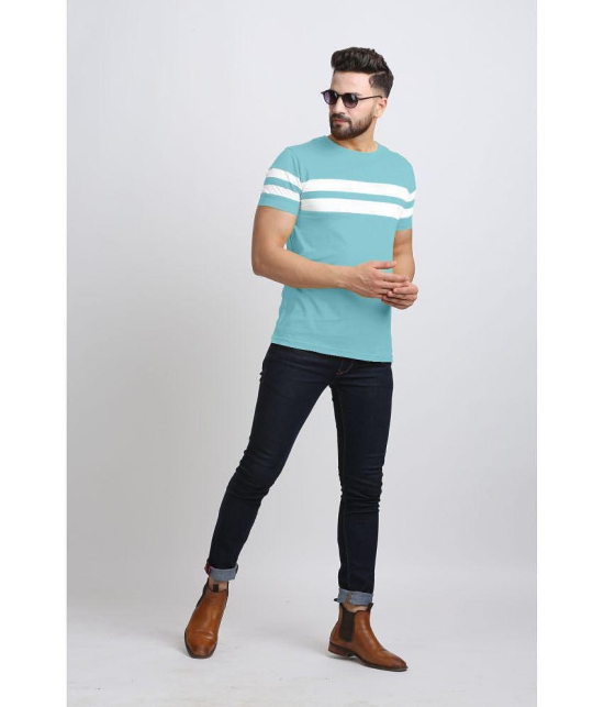 AUSK Cotton Blend Regular Fit Striped Half Sleeves Mens T-Shirt - Light Blue ( Pack of 1 ) - None