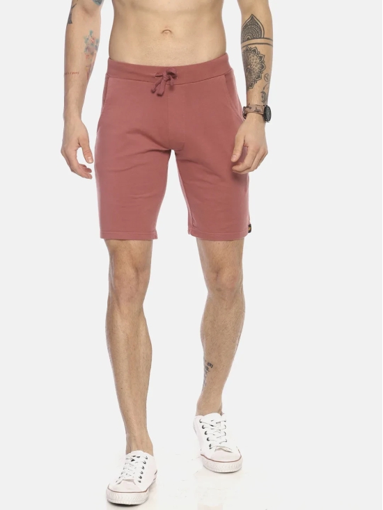 Wolfpack Men Dark Coral Solid Shorts-XXL