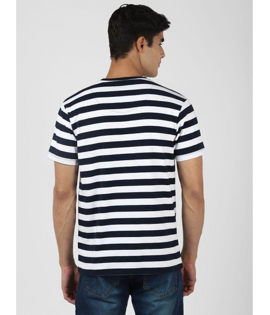 UrbanMark Men 100% Cotton Regular Fit Round Neck Half Sleeves Striped T Shirt-Navy - None