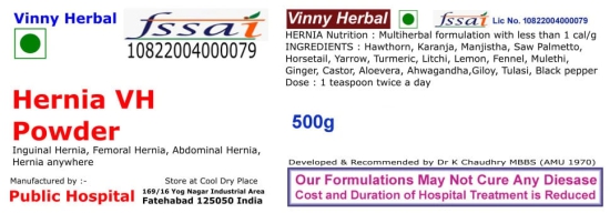 Hernia VH Herbal Supplement Powder